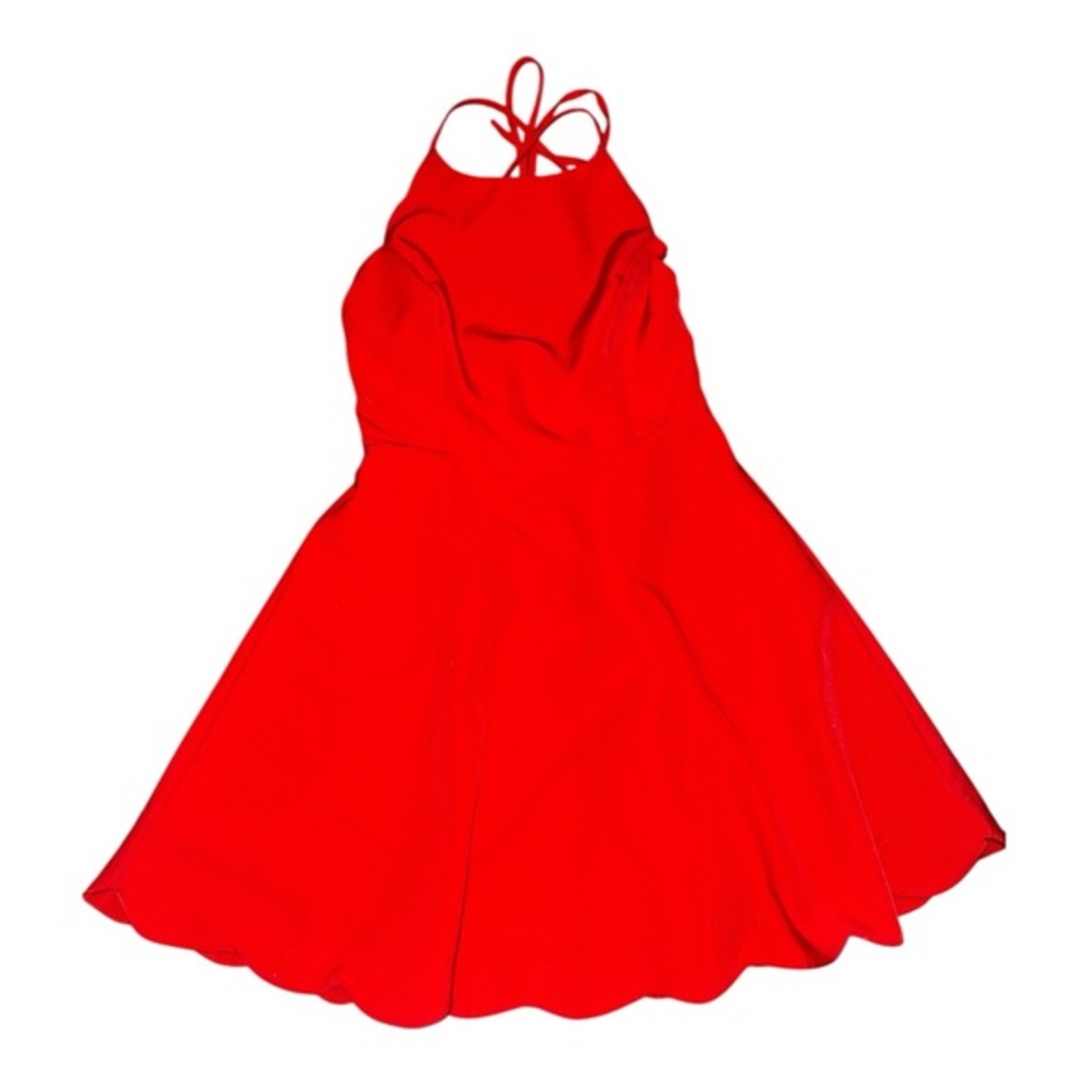 Lulus Red Scallop Hem Fit Flare Fully Lined Size  S Romantic Cocktail